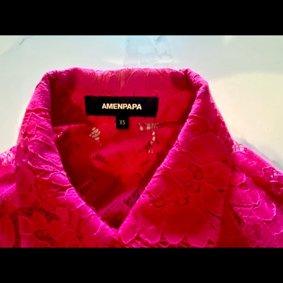 ⚫️ AMENPAPA ⚫️ - magenta + green lace/mesh combo blouse - Picture 3 of 4